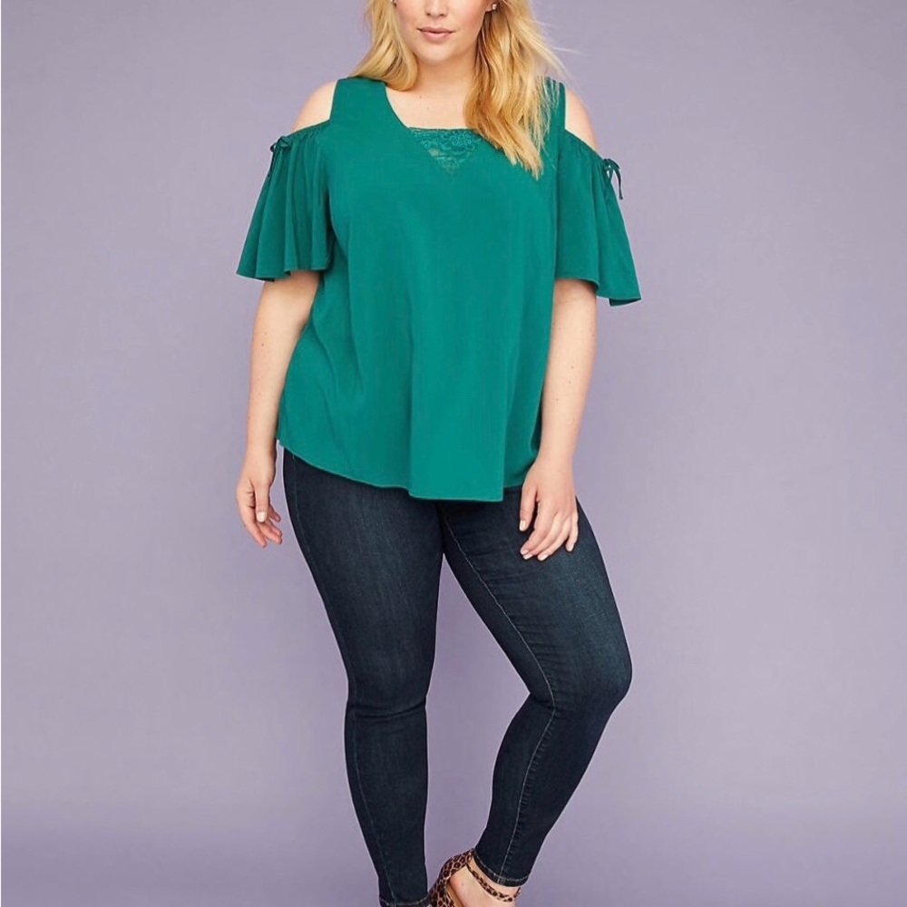 Cold-Shoulder Top Lace Inset